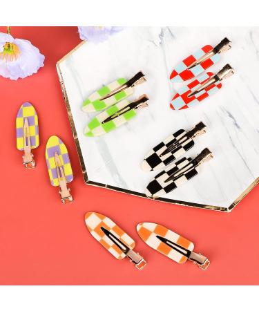 Magicsky 10PCS No Bend Hair Clips - Acrylic Resin Flat Styling Clip for Women - Checkerboard Checker White Black - Buy Online on GoSupps.com