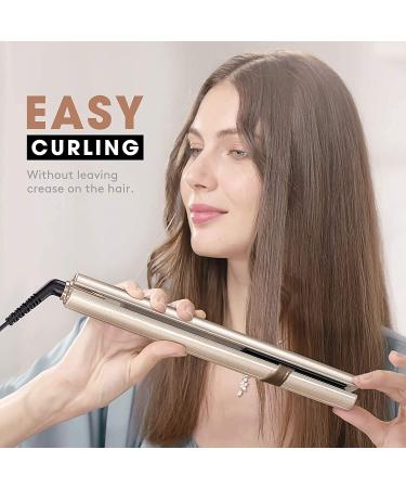 2-in-1 Hair Straightener & Curler for Black Women - Professional Ionic Flat Iron, 1 Inch Gold - Buy Online on GoSupps.com