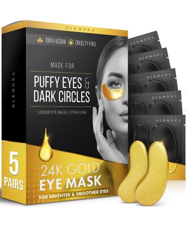 DERMORA 24K Gold Eye Mask Puffy Eyes and Dark Circles Treatments Look Less Tired