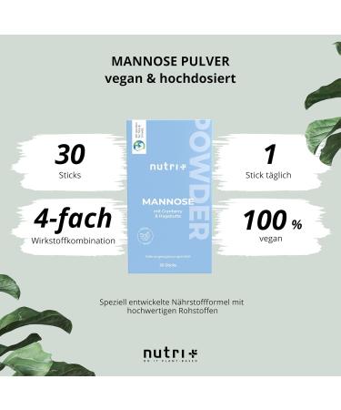 D-Mannose Powder with Cranberry L-Methionine & Rosehip Extract - Purely Vegan Supplement - 30 Sachets for Optimal Health - Buy Online on GoSupps.com
