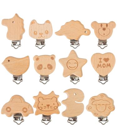 12 natural wood pacifier chains clips pacifier clip infant pacifier clip wood pacifier chains clips nipple holder for baby and children
