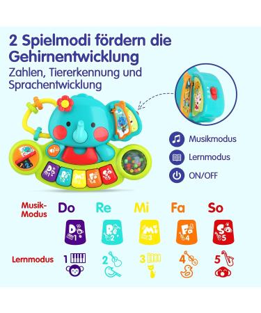 Hola Baby Toys: Musical Elephant Piano & Light-Up Motorcycle for Kids 3-12 Months | Unique Gifts for Boys & Girls - Buy Online on GoSupps.com