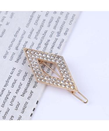 Aneneiceera Crystal Hair Clip Gold Hair Barrette One word Clip Rhinestones Hair Pin Hollow Out Rhombic Headpieces Decorative Hair Pins Headwear Bride Hair Accessories for Women and Girls(Rhombic) - Buy Online on GoSupps.com