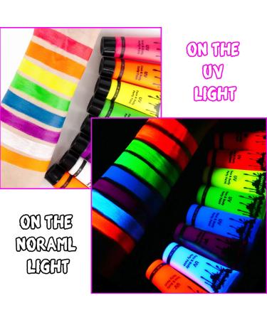 Bowitzki UV-Neon Body Color Set - 8 x 30 ml Fluorescent Face Paint for Festivals & Events | Black Light Shining Make-up for Adults - Buy Online on GoSupps.com