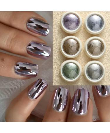 Chrome pour les ongles poudre de paillettes ongles - 6 couleurs paillettes Fingernail Chrome | Shimmer Nail fournit de la poudre pour le festival les rencontres le maquillage l'Halloween 02 B - Buy Online on GoSupps.com