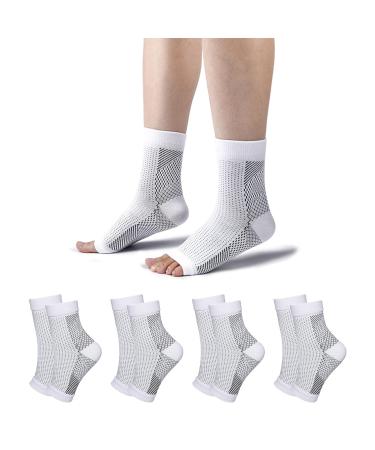 Tomiliold 4 pair of compression socks women men men ankle bandage ankle bandage Achilles tendon tendon ankle orthopedic compression socks foot bandage 38-42 white