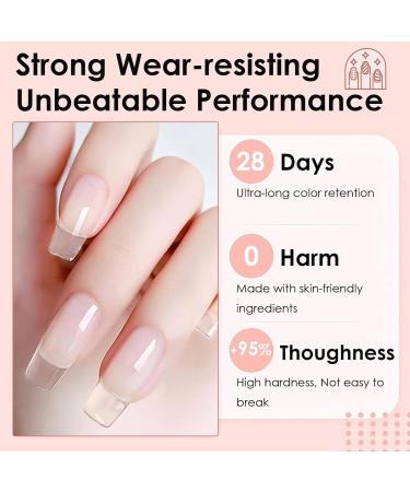 DMQ Poly Gel Nail Kit - Clear & Nude Builder Gel Set for Nail Extensions | Starter Kit for Beginners with Form, Brush, and Cuticle Remover - Buy Online on GoSupps.com