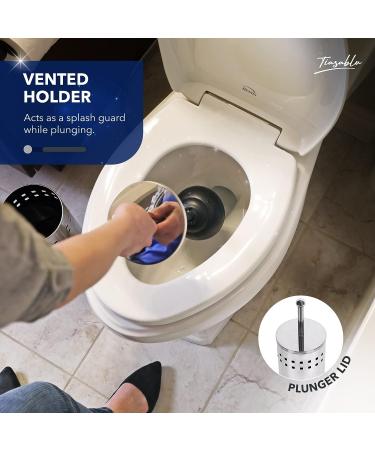 Tiasablu Plunger with Concealed Holder - Heavy Duty Plunger for Toilet  Plungers for Bathroom  No Splash Back  Long Handle - Discreet Toilet Plunger and Holder for Bathroom Chrome - Buy Online on GoSupps.com
