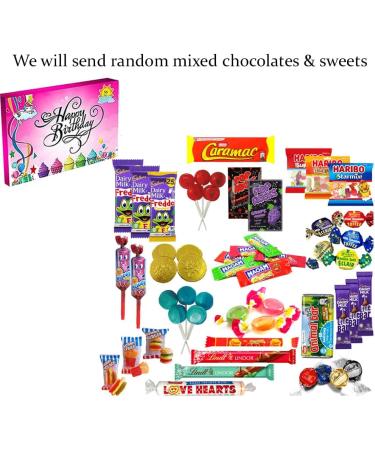 Retro Sweets & Chocolate Mixed Hamper Gift Box | Sweet treats & Chocolates | Boy Girl Birthday Box |Perfect for kids parties Birthday| Happy Birthday Pink Colour (C6) Stylish Unique Box (VSTAR) - Buy Online on GoSupps.com