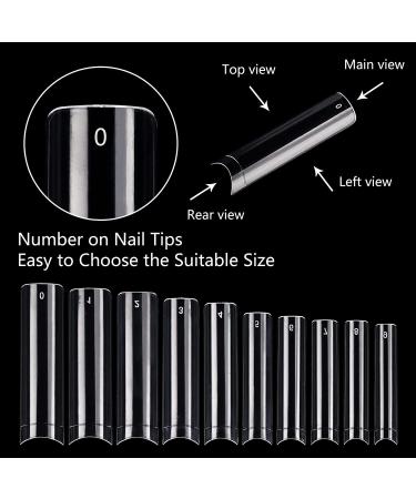 Clear Acrylic Nail Tips - XXL Square 500pcs Half Cover False Nails for Nail Salons & DIY Nail Art - 10 Sizes with Storage Box - Buy Online on GoSupps.com