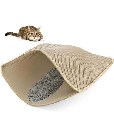Premium Double Layer Large Cat Litter Mat - Scatter Control & Waterproof - L Biege - Buy Online on GoSupps.com