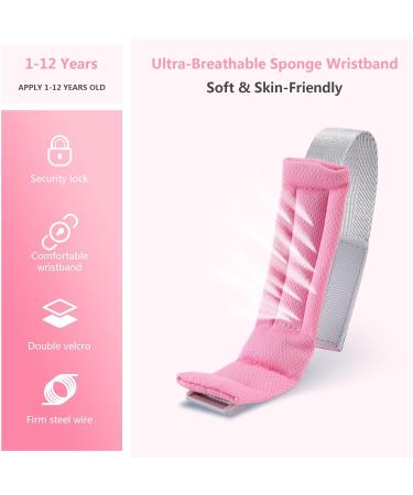 SITREMEN Anti Lost Wrist Link for Toddlers - 360 Rotate Toddler Wrist Reins with Security Lock and Safety ID Wristband - Pink Kid Wrist Leash for Children Walking and Travel - Buy Online on GoSupps.com