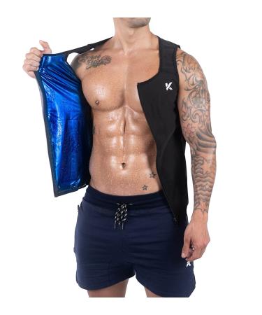 Men's Heat Trapping Zipper Sweat Enhancing Vest Black L-XL