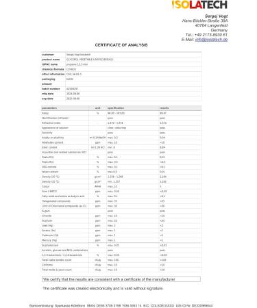 ISOLATECH Glycerine 99.5% - 100 ml - Pharmaceutical Grade - Made in Germany - 99.98% pure vegetable - Transparent liquid glycerol - 100 ml bottle (content 120 g) - Buy Online on GoSupps.com