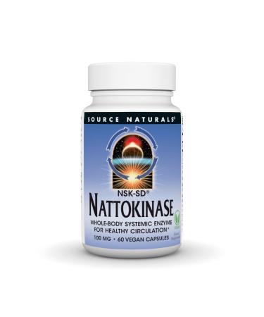 Source Naturals NSK-SD Nattokinase Systemic Enzyme for Healthy Circulation* 100mg - 60 Vegan Capsules 60 Count (Pack of 1)