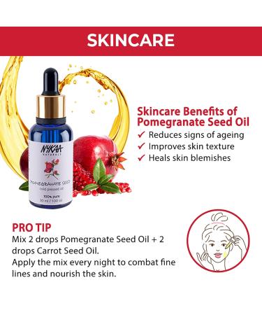 Nykaa Naturals 100% Pure Cold Pressed Pomegranate Seed Oil - Face & Body Oil for Improved Skin Texture Hair Oil for Damaged Hair (1.01 oz) - Shop Internationally - Buy Online on GoSupps.com