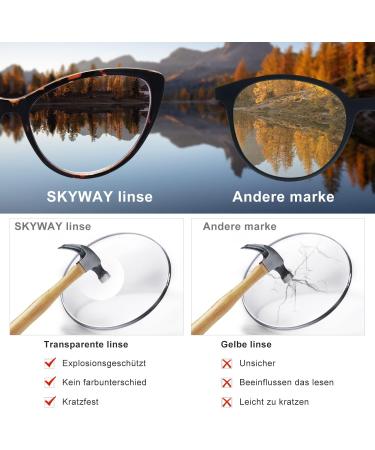 Skyway Cateye Reading Glasses for Women & Men - Blue Light Blocking Anti-Dizzy UV Protection 1.5x Magnification - Buy Online on GoSupps.com
