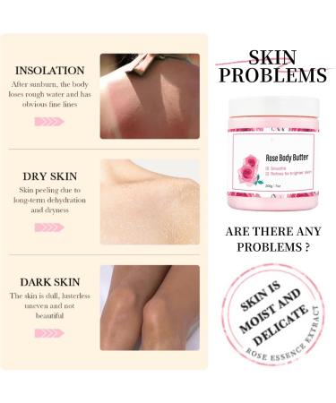 Rose Body Butter for Women - Body Butter for Dry Skin - Natural Moisturiser - Rose Body Moisturiser for Hydrating Nourishing Firming - Skin Care Rose Butter Moisturiser - Softens and Smooths Skin - Buy Online on GoSupps.com