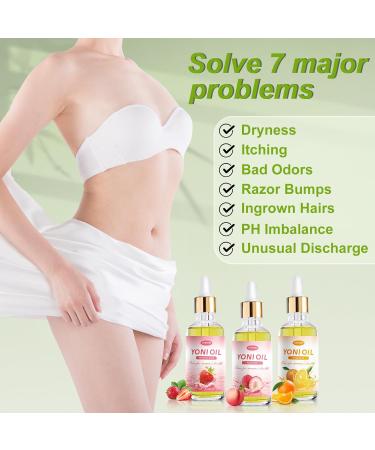 3 PCS Yoni Oil - Natural Feminine Intimate Moisturizer & Deodorant | PH Balance Serum for Women - Orange Strawberry Peach Scent - Buy Online on GoSupps.com