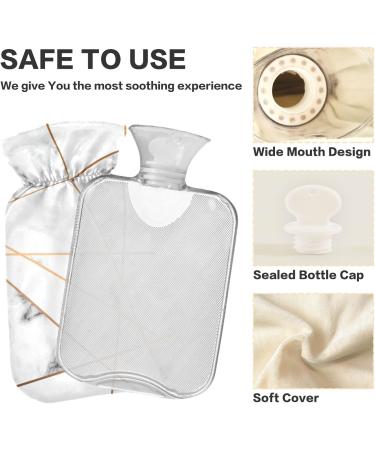 Hot Water Bottle 2L with Elegant White Marble & Gold Line Cover - Perfect for Pain Relief & Winter Hand Feet Warmer | International Shipping - Buy Online on GoSupps.com