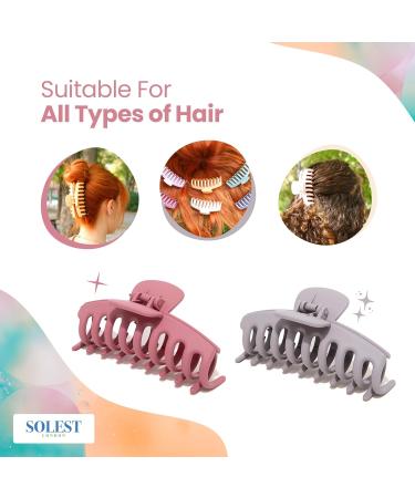 Solest London Hair Claw Clips - Pack of 6 Claw Clip for Women and Girls - 6 Trendy Coloured Claw Clip - 4.3 inch - Hair Claw Clips for all Hair with a hair comb gift (Pastel Matte) - Buy Online on GoSupps.com