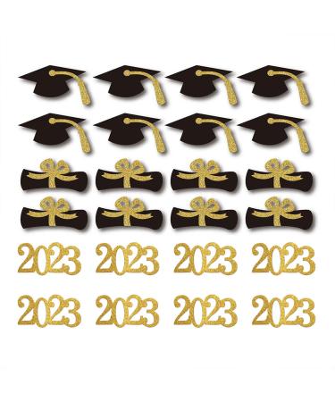 48pcs 2023 Graduation Cupcake Toppers Baking Decoration Exquisite Grad Cap Set Food Appetizer Picks For Graduation Party Graduation Toppers