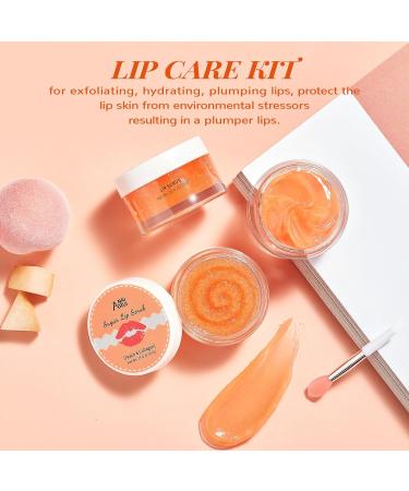 ANAiRUi Lip Mask & Scrub Set - Peach Collagen Lip Care Kit for Dry, Cracked Lips - Overnight Treatment for Lip Lines - Moisturizer & Exfoliator Sugar Scrub - Buy Online on GoSupps.com