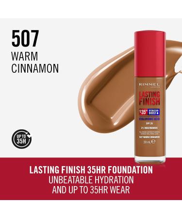 Rimmel Lasting Finish 35HR Foundation in 507 Warm Cinnamon - Long-Wear Formula - Buy Online on GoSupps.com