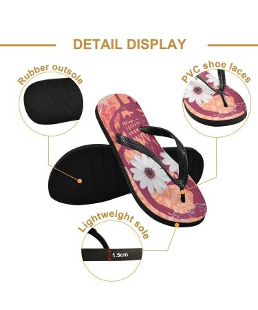 Mnsruu Red Flowers Dragonfly Flip Flops - Stylish Travel Home Hotel & Spa Footwear for Women & Men (XS Size) - Buy Online on GoSupps.com
