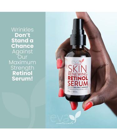 Eva Naturals Retinol Serum with Hyaluronic Acid & Vitamin E - Anti-Aging Serum for Face - Reduce Wrinkles, Dark Spots & Fine Lines - 2oz Bottle - Buy Online on GoSupps.com
