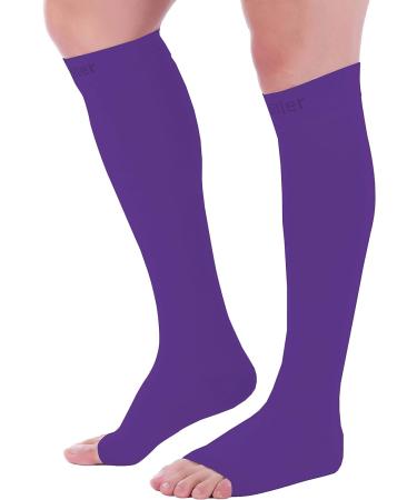 Doc Miller Open Toe Compression Socks - 20-30mmHg Support - Violet - X-Large - Buy Online on GoSupps.com