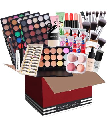 Holzsammlung Makeup Kit for Women Full Kit All in One Makeup Gift Set Make up Set for Girls Teenagers Women Beginners Cosmetic Make up Starter Kit Include Eyeshadow Palette Eyebrow Pencil Lipstick Color-A-1