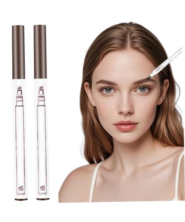 Lot de 2 crayons sourcils imperm ables pour microblading avec pointe ultra fine pour cheveux comme des traits sourcils d'aspect naturel anti-taches marron Brun
