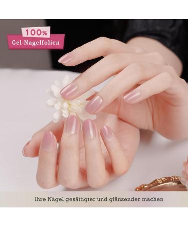 Danni & Toni Half Hardened Gel Nail Films - Aglaia Light Pink & White Ombre Glossy Nail Stickers - 28 Semi-Hardened Nail Wraps - Buy Online on GoSupps.com