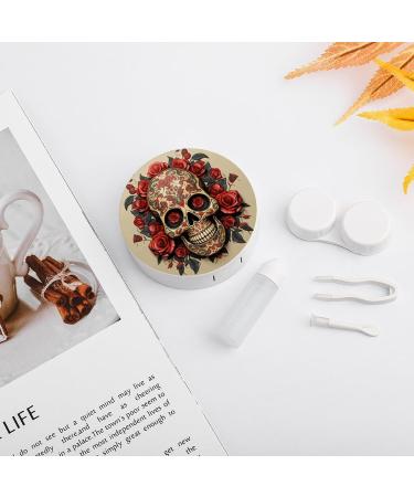 Contact Lens Case - Red Rose Sugar Skull Print Plastic Contact Lens Care & Travel Box - Buy Online on GoSupps.com