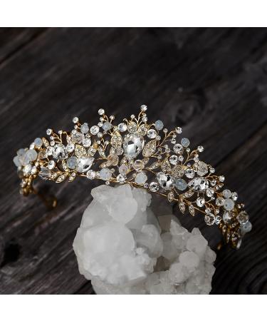 SWEETV Jeweled Metal Princess Tiara Queen Crown for Bride - Bridal Headpieces for Wedding, Quinceanera, Prom - Gold/Clear - Buy Online on GoSupps.com