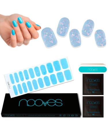 NOOVES NOOVES Nails Premium Precursed Gel Nail Polish - Artic Blue | Semi-Hardened Gel Nail Strips | Semi-Permanent Gel Nail Stickers | Gel Nail Stickers | Gel Nails