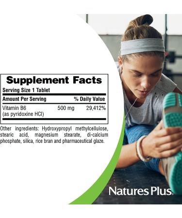 Nature's Plus Vitamin B6 500mg - Sustained Release, 60 Tablets for Energy & Health - Buy Online on GoSupps.com