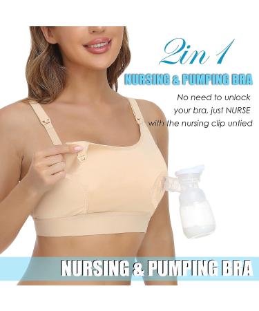 Hands-Free Pumping Bra - Adjustable Medium Beige Nursing Bra for Breast Pumping - Buy Online on GoSupps.com