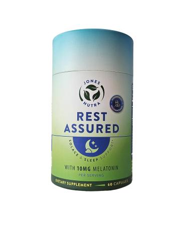 Rest Assured, Nighttime Sleep Support Supplement with Melatonin, Magnesium, Chamomile, Passion Flower, St John's Wort, Ashwaganda, L-Theanine, L-Taurine, Eco-Friendly Packaging, 30 day supply