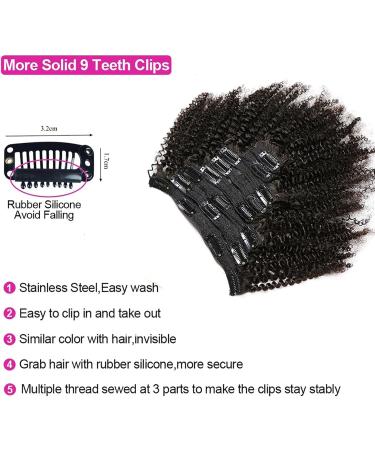 Hair Extensions Clip In Human Hair Extensions 8pc/set 120g Deep Wave Clip Ins Human Hair Clip In Extensions Curly Clip-ins Full Head crochet hair (Size : 12 inch) - Buy Online on GoSupps.com