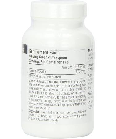 Source Naturals Taurine Powder 3.53 oz | High-Quality Amino Acid Supplement - Buy Online on GoSupps.com