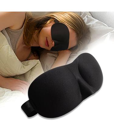 Sleep Eye Mask for Men Women 3D Contoured Blackout Eye Mask for Sleeping Soft Comfort Eye Shade Cover for Women Men Night Sleeping Travel Nap Ultimate Sleeping Aid Blindfold (Black)