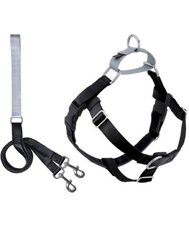 2 Hounds Design Freedom No Pull Dog Harness | Adjustable Gentle Comfortable Control for Easy Dog Walking |for Small Medium and Large Dogs | Made in USA | Leash Included LG (Chest 28"- 32") Black