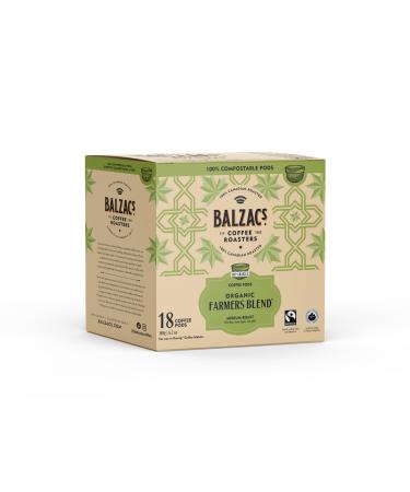 Balzac's Coffee Roasters | 100% Compostable Pods | Single Serve K-Cup Pods | (Farmers' Blend Pack of 6) Farmers' Blend 18 Count (Pack of 6)