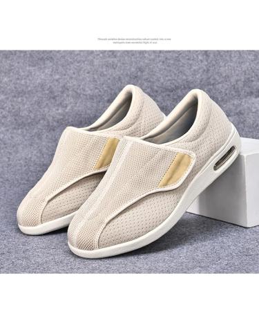 Women's Adjustable Diabetic Shoes | Easy Slip-On Wide Fit Slippers with Removable Memory Foam Insoles | Lightweight Orthopedic Footwear for Seniors | Beige Size 12 - Buy Online on GoSupps.com