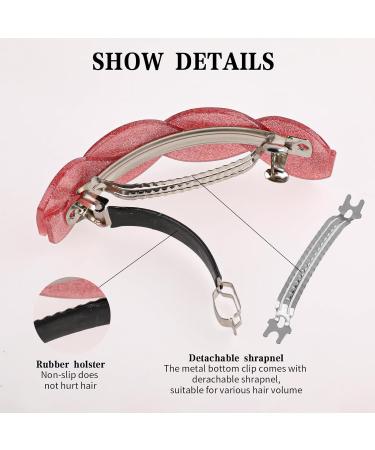 Buy 3-Piece Big Hair Clips for Women & Girls | Retro Classic Glittering Hair Accessories (Pink Khaki Black) - International Shipping Available - Buy Online on GoSupps.com