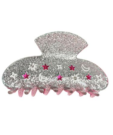 AJOIDR Star Moon Hair Claw Clip Glittering Claw Clips Hair Banana Barrettes Nonslip Girl Hair Clip Ponytail Clamp for Women Silver