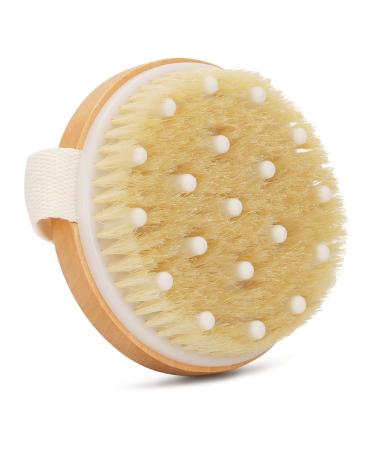 SetSail Dry Brushing Body Brush, Natural Bristles Dry Brush for Cellulite and Lymphatic Drainage Massage Exfoliating Brush to Soften Skin, Reduce Cellulite, Improve Circulation Round