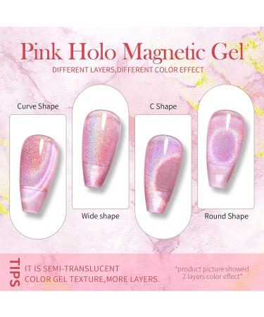 BORN PRETTY 9D Cat Magnetic Gel Nail Polish - Pink Holographic 7ML - Buy Online on GoSupps.com